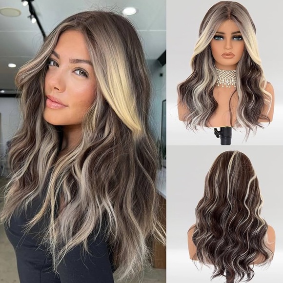 NAI - 18 “ BLONDE BROWN OMBRE WAVY LACE FRONT WIG *NEW*